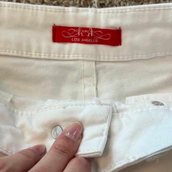 White moderately distressed high-rise “HH Jean Los Angeles” brand shorts - Picture 7 of 10